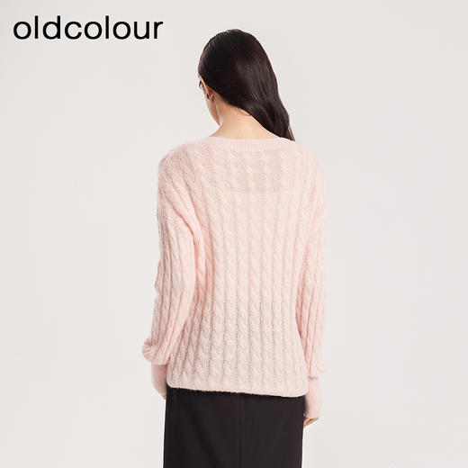 oldcolour春季新款纯色气质V领软糯温柔套头针织衫女Q110515A1 商品图4