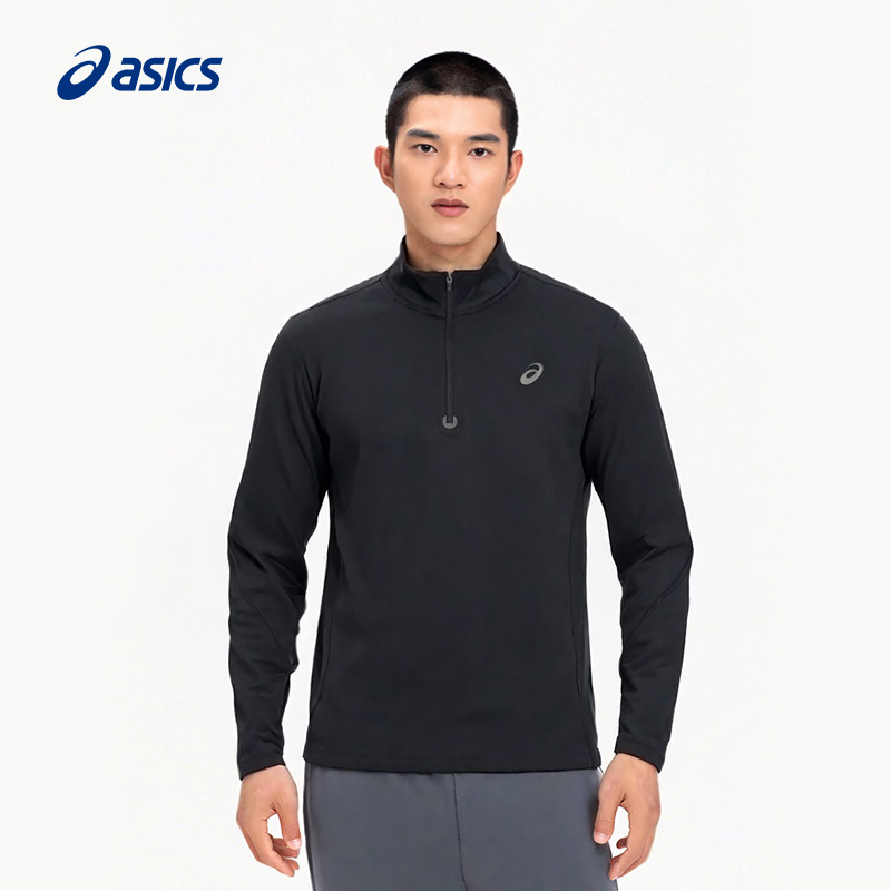 ASICS亚瑟士男式速干抗菌跑步长袖舒适保暖透气半开领运动T恤2011D324