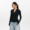 oneup苎麻V领翻领修身长袖Polo 商品缩略图1