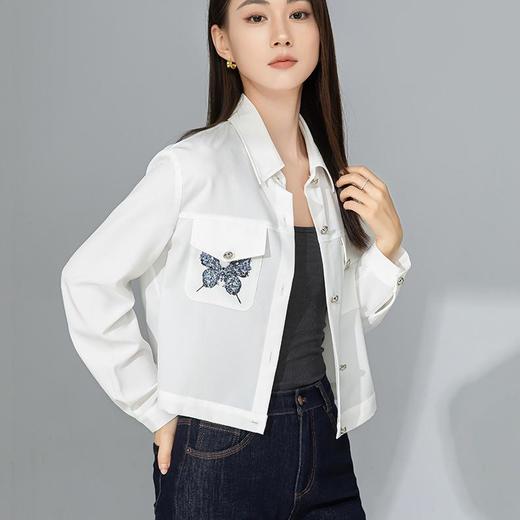 【高货xg】全新升级【铂金会员275/天猫369/差价94】(35508) 洛诗琳烫钻蝴蝶印花外套2025早春新款宽松百搭短款小外套 商品图3