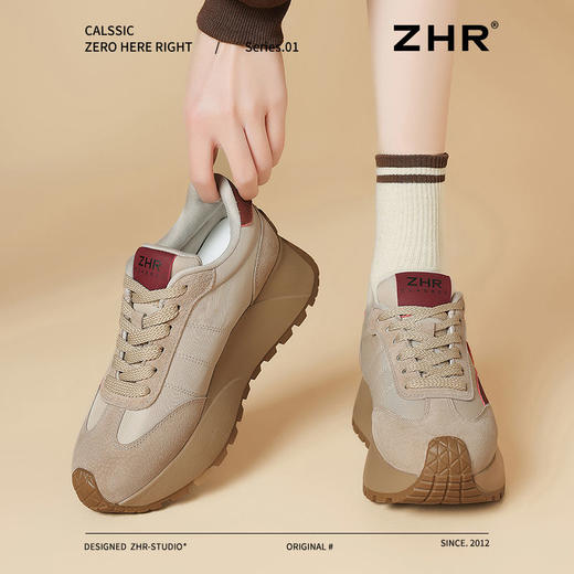 ZHR则则厚底老爹鞋女2025春季新款百搭ins休闲鞋透气弹软运动鞋女 商品图1
