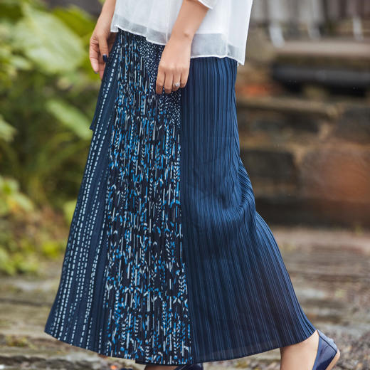 【林栖设计小店】【全弹力腰围】压褶印花裤子蓝印花纹复古优雅宽松2025春季新品阔腿裤女1951095 商品图4