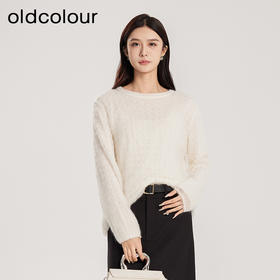 oldcolour春季新款纯色简约气质百搭宽松套头针织衫女Q110520A1