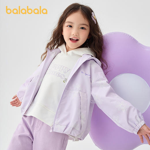 巴拉巴拉童装女童软壳衣2025春季新款连帽外套印花潮 商品图2
