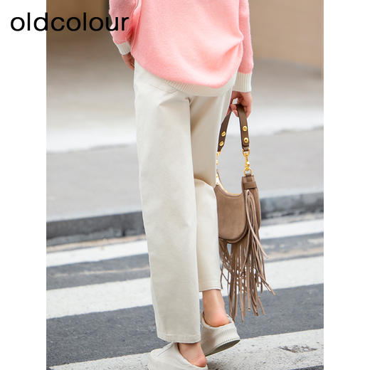 oldcolour春季新品时尚纯色通勤气质百搭水洗牛仔长裤女Q121103A1 商品图4