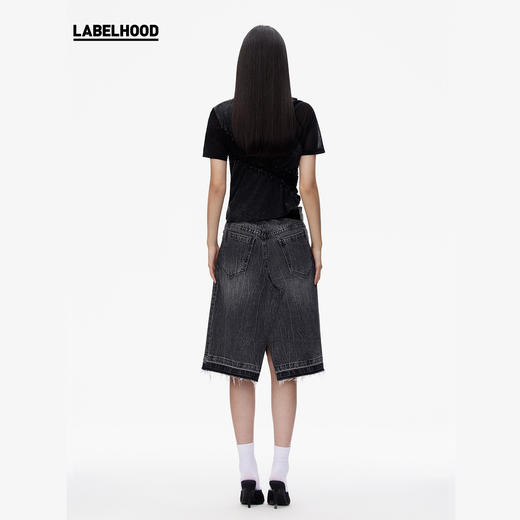 【对倒×LABELHOOD】联名款简约A字裙黑色牛仔半裙 商品图2