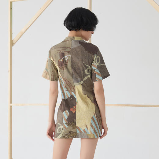 谜底新中式连衣裙短袖女2025春新品主题印花设计感短裙251ML0040 商品图2
