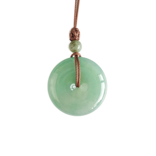 【天然正品】天然冰种绿色平安扣造型翡翠（吉祥、如意）吊坠项链031224NJM23 现售价：3880 商品图0