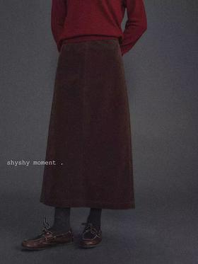 shyshystill/shy202408069/安哥拉红经典棕色麂皮半身裙