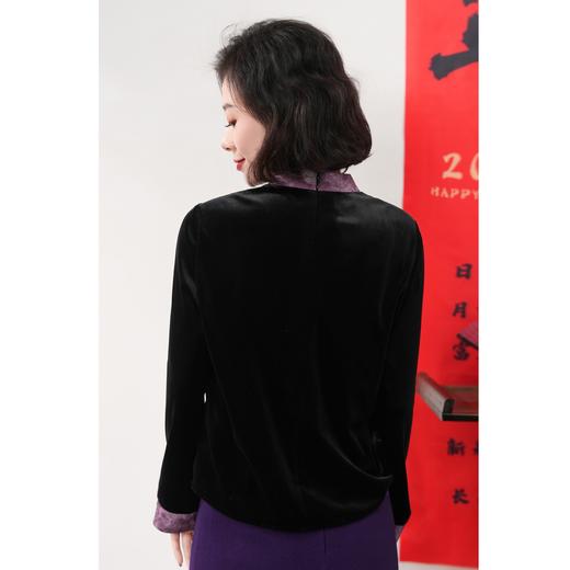 西子/【紫云间】进口丝绒拼接蚕丝袖百搭宽松休闲上衣/SYZY005 商品图2