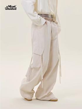 mostwantedlab彩虹/M2434071/格纹撞色双腰头工装休闲裤