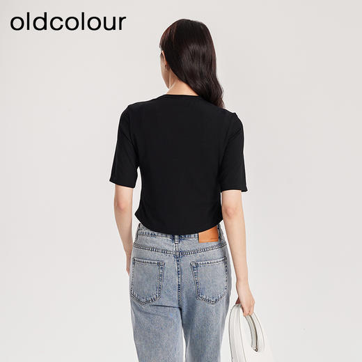 oldcolour春夏新品时尚气质鱼骨感中袖T恤女Q140212A1 商品图4