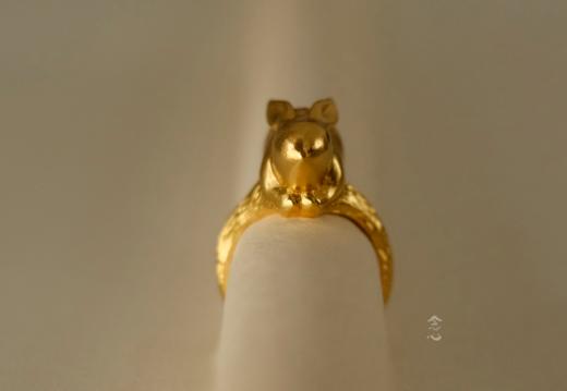 银鎏金兔子戒指 商品图2