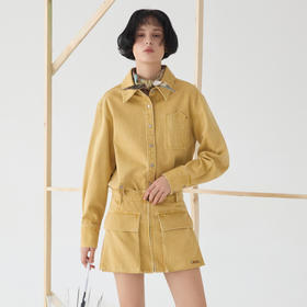 谜底连衣裙长袖女2025春季新品假两件式牛仔棉水洗短裙251ML0088