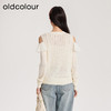 oldcolour春季新款白色蕾丝拼接法式温柔套头针织衫女DQ180501A1 商品缩略图4