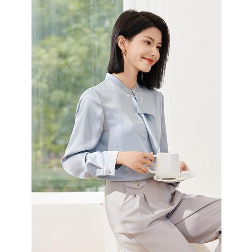 【自】全新升级【铂金会员422/天猫569/差价147】(33241) 洛诗琳法式高级感衬衣女2025年早春新款设计感真丝双乔衬衫 商品图1