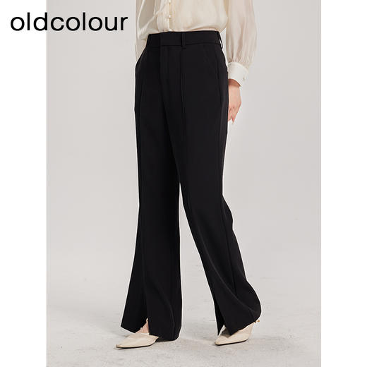 oldcolour春季新品时尚通勤开叉微喇高腰显瘦长裤女Q140703A1 商品图1