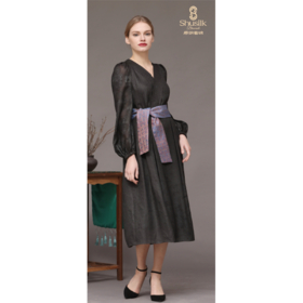 HP190119香云纱万字交领连衣裙