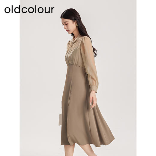 oldcolour春季新品时尚通勤气质显瘦长袖连衣裙女Q131014A1 商品图1