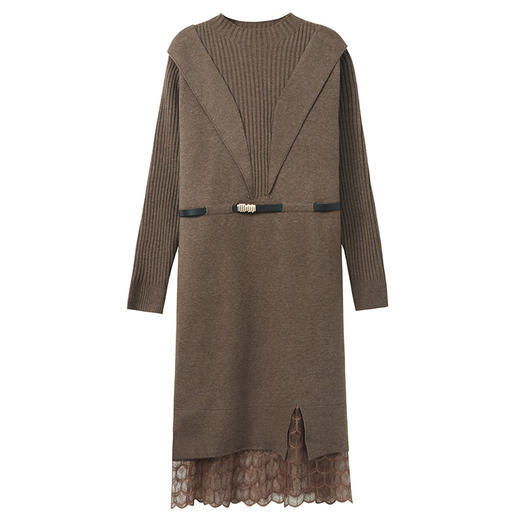 针织连衣裙洋气拼接中长款宽松大码毛衣裙 YXY17-839 商品图4