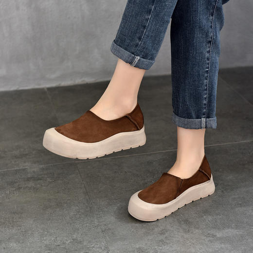 TN T6635-76头层牛皮休闲包头厚底软底低帮深口单鞋 商品图2