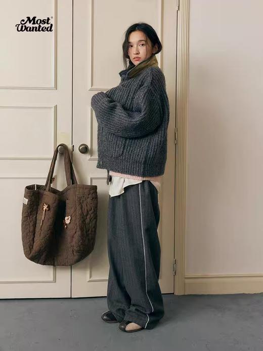 mostwantedlab彩虹/M2434102/条纹毛呢基础休闲西装裤 商品图1