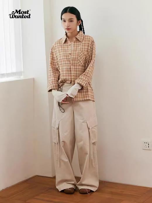 mostwantedlab彩虹/M2434071/格纹撞色双腰头工装休闲裤 商品图2