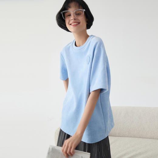 谜底大廓形T恤短袖女2025春季新品运动休闲风宽松上衣251MT0104 商品图1