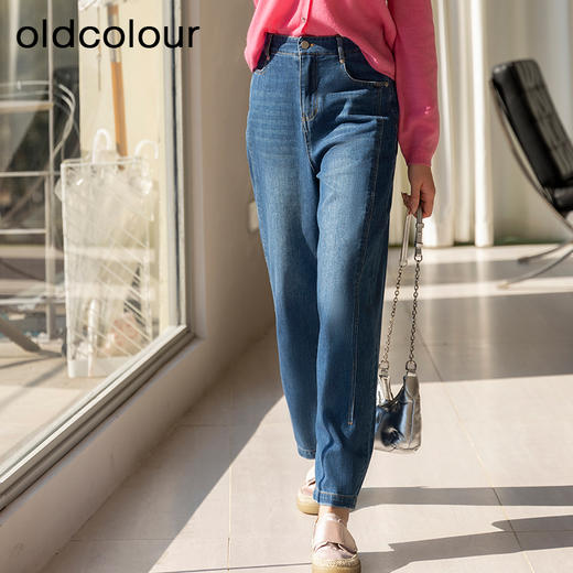 oldcolour春季新品时尚纯色通勤气质百搭水洗牛仔长裤女Q121103A1 商品图1