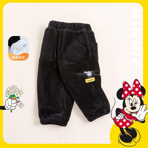 迪士尼童装秋冬新款女童加绒长裤洋气女宝宝灯芯绒保暖时尚休闲裤223DK0398 商品图1