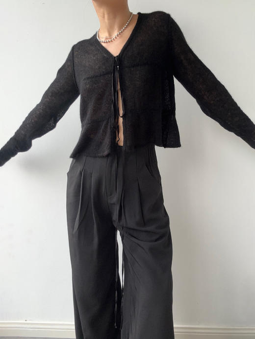 TU｜C05AW24-KW01 系带超轻针织开衫 [ 黑BK00 / 白WT00 / 棕BR00 ] 商品图3