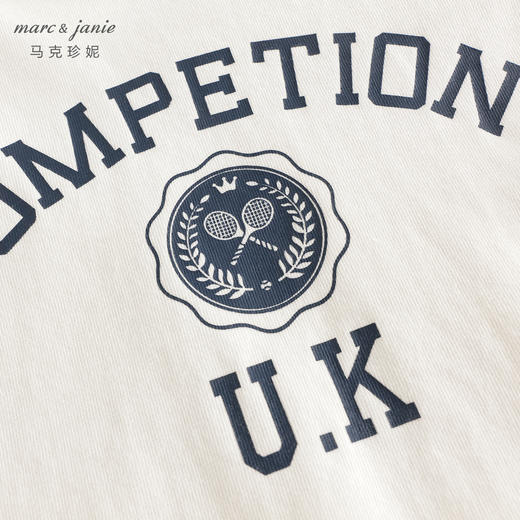 马克珍妮女童宽松字母撞色T恤 儿童元气学院纯棉上衣春装550517 商品图3