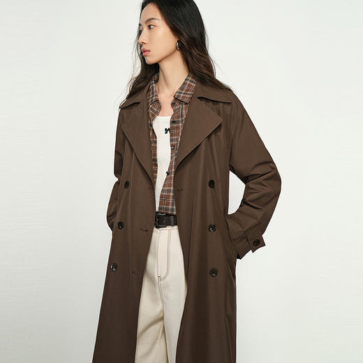 NEELLY纳俪商场同款春新款休闲双排扣风衣女长款收腰通勤百搭外套N25012F01055 商品图2