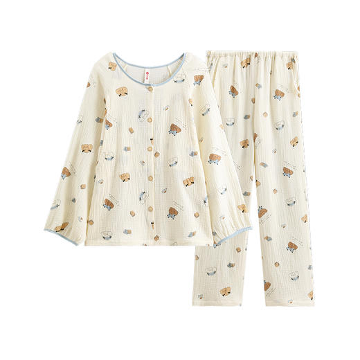 芬腾月子服纯棉长袖睡衣女春秋季套装孕妇产妇产后哺乳抗菌家居服 商品图4