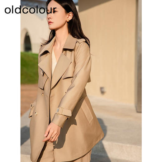 oldcolour春季新款卡其色日系简约宽松高级感风衣外套女Q110413A1 商品图1