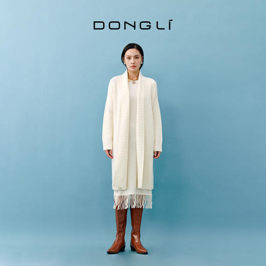 东黎 • 山羊绒女士秋冬翻领长开衫 4584 商品图1