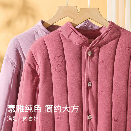 【100%绵羊毛填充】加绒加厚530g中老年妈妈装保暖开衫2388女士四叶绗缝上衣 商品图6