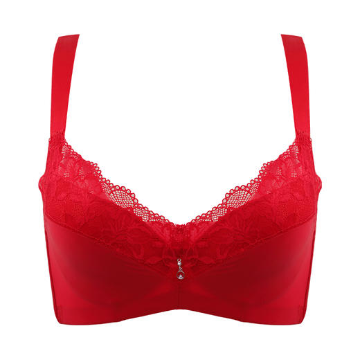 贝佳人新品全罩杯大包容显小文胸收副乳强承托半光面无痕红色内衣 商品图0