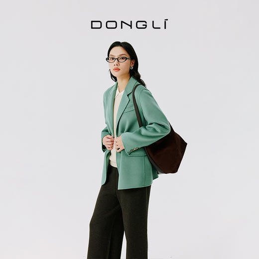 东黎 • 山羊绒女士秋冬西服领一粒扣双面羊绒呢大衣 4597 商品图3