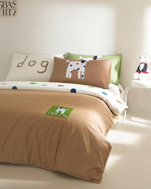 【四季可用】福利款！全棉马卡龙色系四件套  进口纱线卡通绣标 精致不乏高级感 柔软透气贴身舒适 商品图11