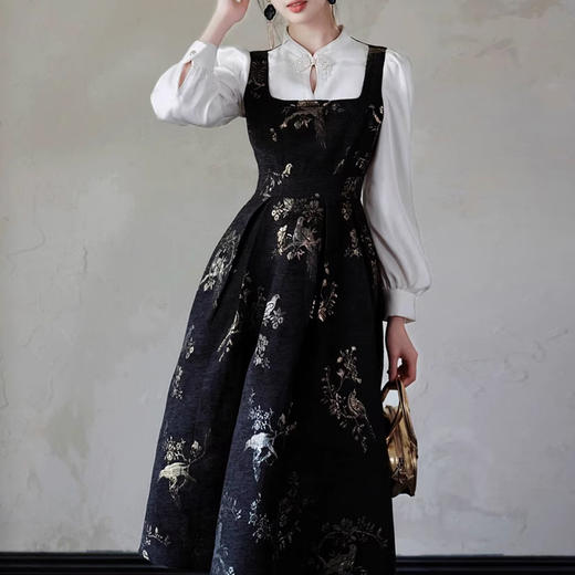 裁缝学苑AS406新中式国风假两件连衣裙纸样女装收腰复古长裙子样板打板 商品图4