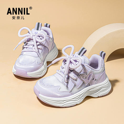 ANNIL/安奈儿儿童2025新款春季女童鞋子百搭防滑网面透气厚底轻便跑鞋女HG5105178 商品图3