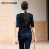 oldcolour春季新品时尚V领撞色洋气通勤设计感短外套女Q130513A1 商品缩略图4