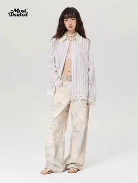 mostwantedlab彩虹/M2434037/钩针破坏冷转移牛仔裤