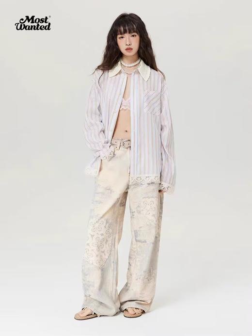 mostwantedlab彩虹/M2434037/钩针破坏冷转移牛仔裤 商品图0