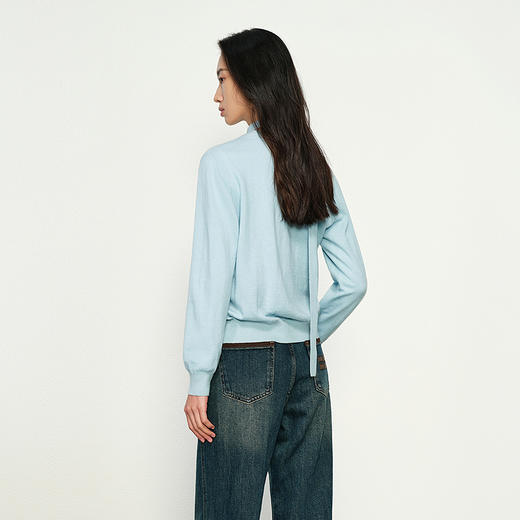 NEELLY纳俪商场同款春季新款舒适休闲针织衫女圆领减龄显白短上衣N25012A01038 商品图1