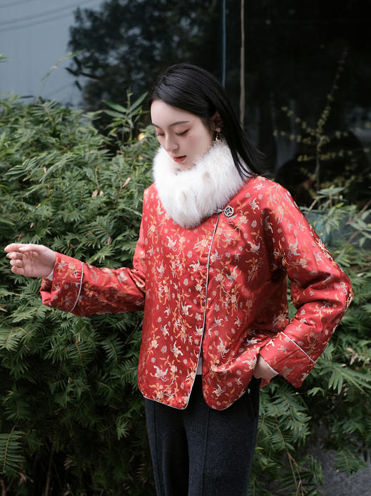 盛唐牡丹 |宋锦散花纹夹棉外套 商品图11