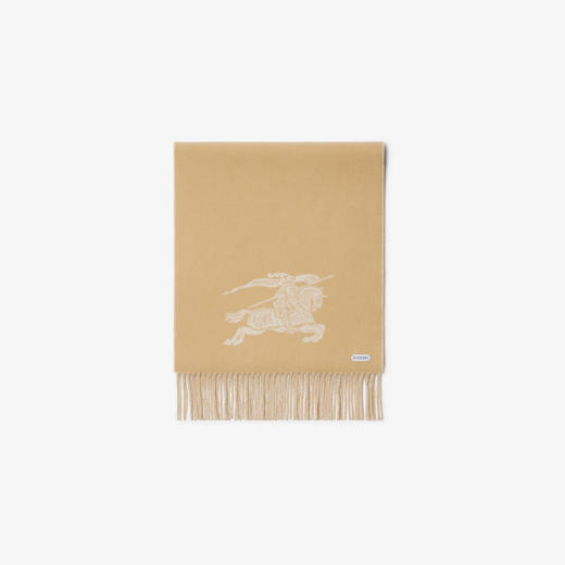 BURBERRY 巴宝莉 女士马术骑士图案和徽标提花双面羊绒围巾 米色 8095463 B7348 商品图2