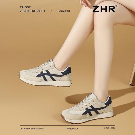 ZHR银色真皮德训鞋女2025春季新款时尚百搭休闲鞋透气软底休闲鞋 商品图8