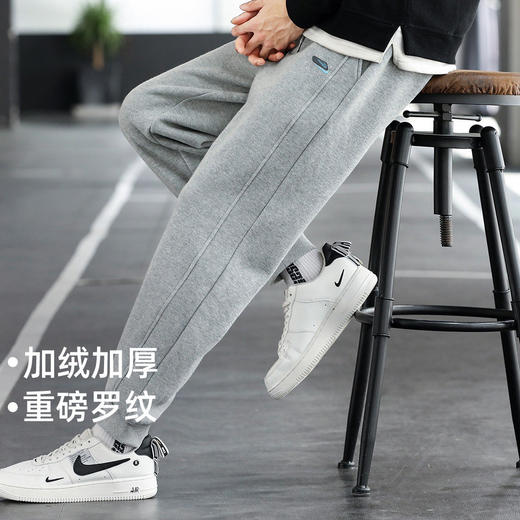 男裤秋冬加绒加厚针织罗纹工艺束脚裤运动长裤青少年休闲裤卫裤 商品图4